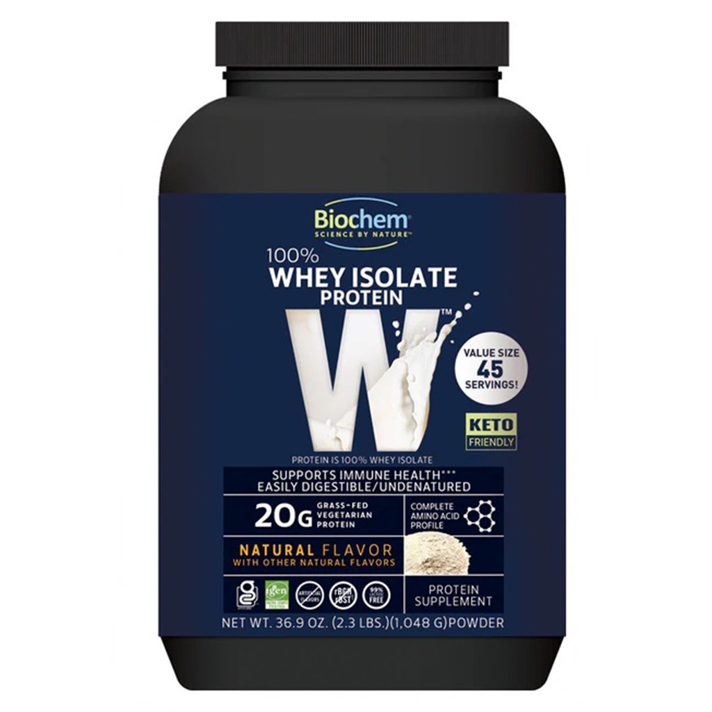 Biochem 100% Whey Isolate Protein Powder - Natural Flavour - 45 Servings - 1048g