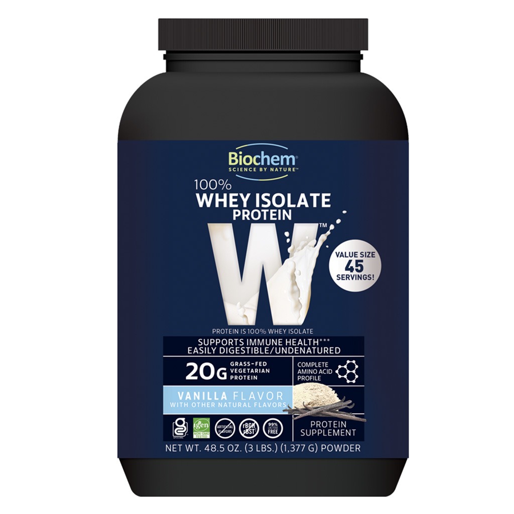 Biochem 100% Whey Isolate Protein Powder - Vanilla Flavor 1377g