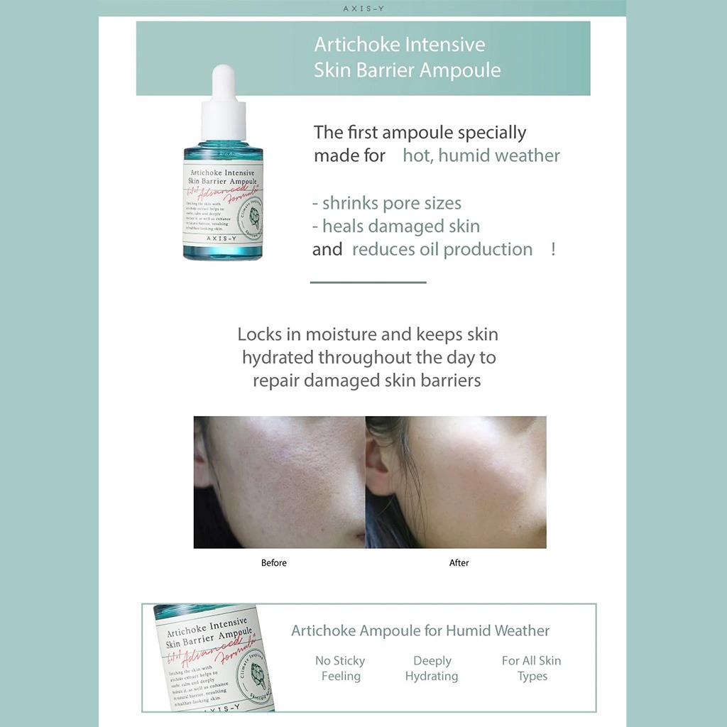Axis-Y Artichoke Intensive Skin Barrier Heal + Calm Alcohol-Free Ampoule 30ml