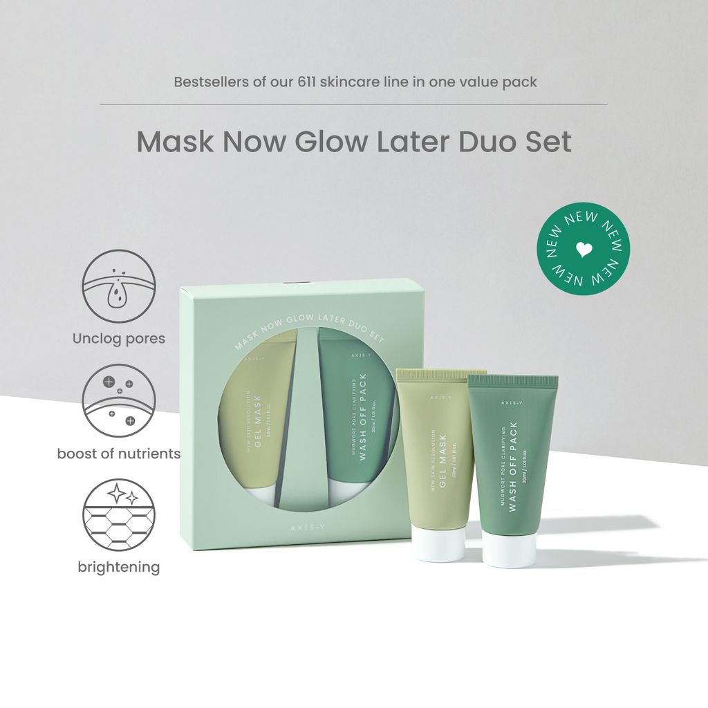 Axis-Y Mask Now Glow Later Wash Off Mask Duo Set - Gel Mask + Wash Off Pack 2*30ml