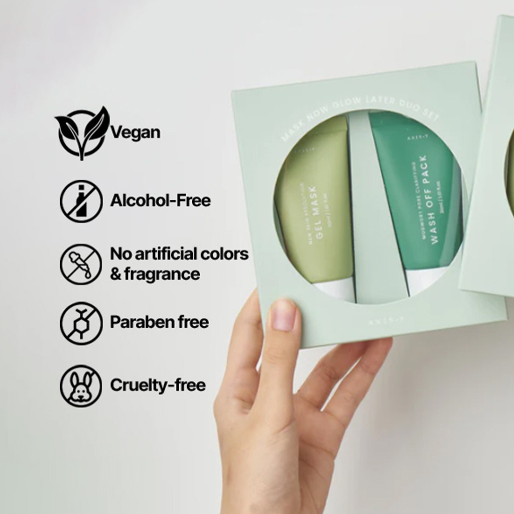 Axis-Y Mask Now Glow Later Wash Off Mask Duo Set - Gel Mask + Wash Off Pack 2*30ml