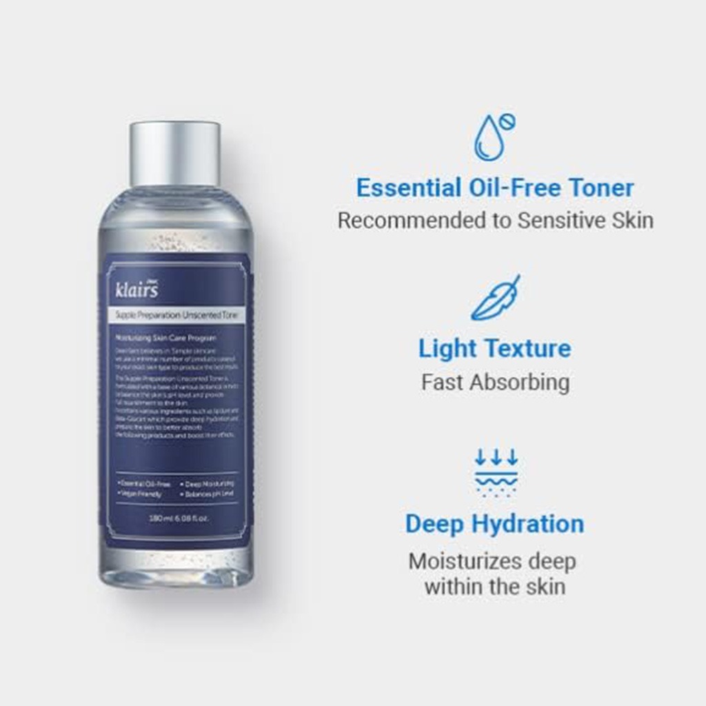 Dear Klairs Supple Preparation Unscented Moisturizing Facial Toner 180ml