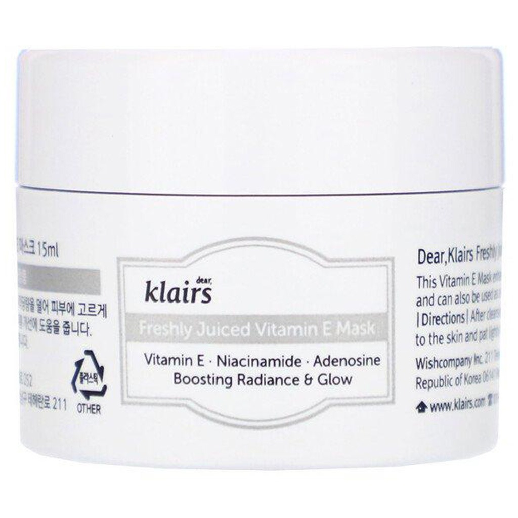 Dear Klairs Freshly Juiced Vitamin E Radiance Booster Face Mask 15ml