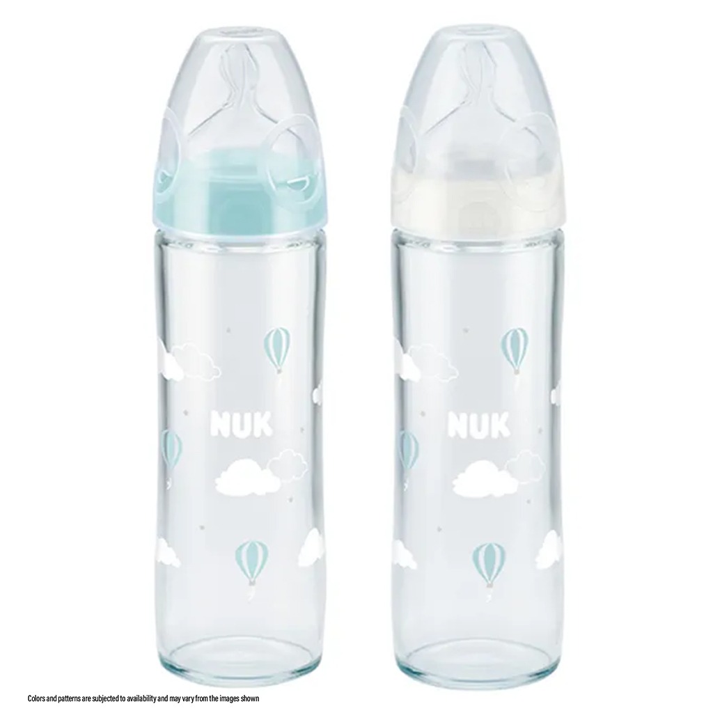Nuk First Choice+ New Classic 240ml Baby Feeding Glass Bottle With Teat, Assorted Pack of 1's