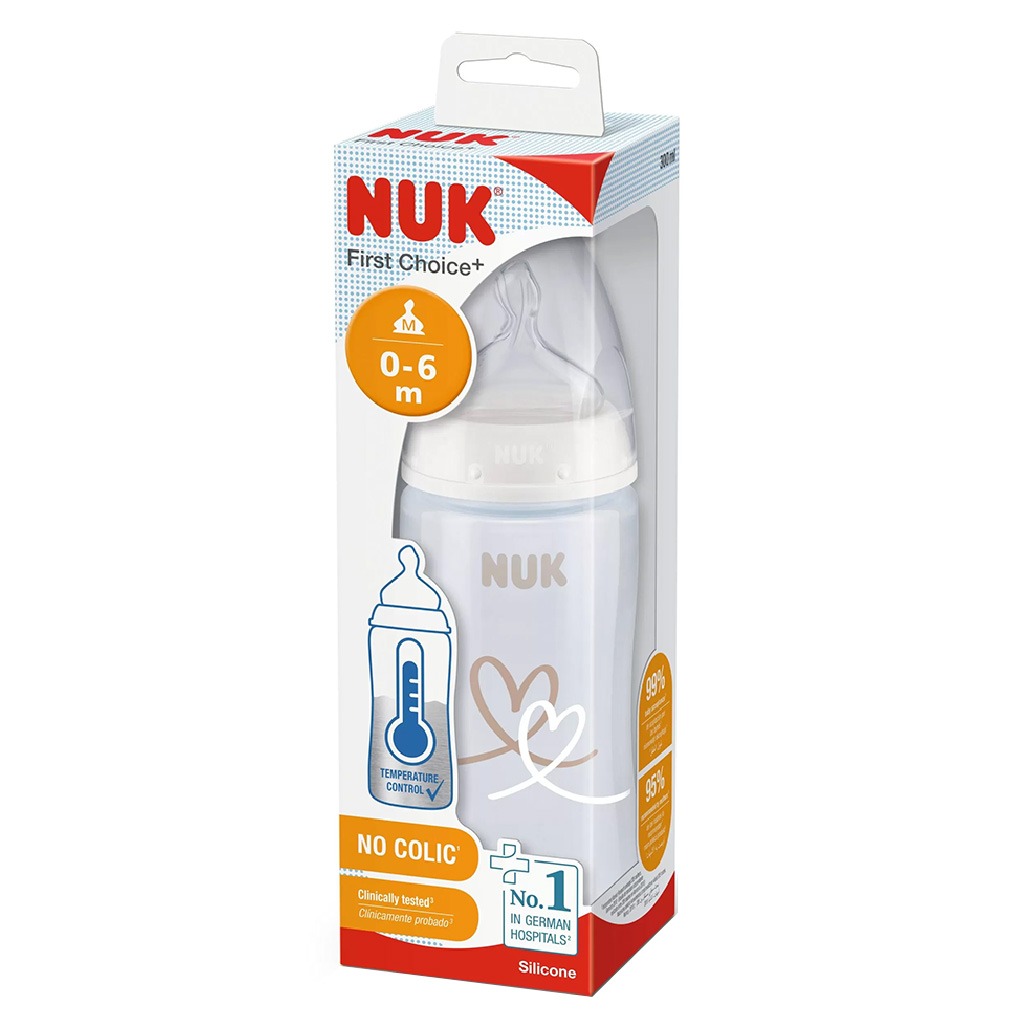 Nuk First Choice+ 300ml Anti-Colic PP Baby Feeding Bottle With Temperature Control, Assorted Pack of 1's