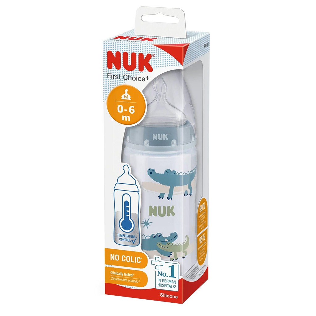 Nuk First Choice+ 300ml Anti-Colic PP Baby Feeding Bottle With Temperature Control, Assorted Pack of 1's