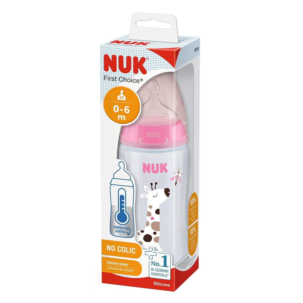 Nuk First Choice+ 300ml Anti-Colic PP Baby Feeding Bottle With Temperature Control, Assorted Pack of 1's