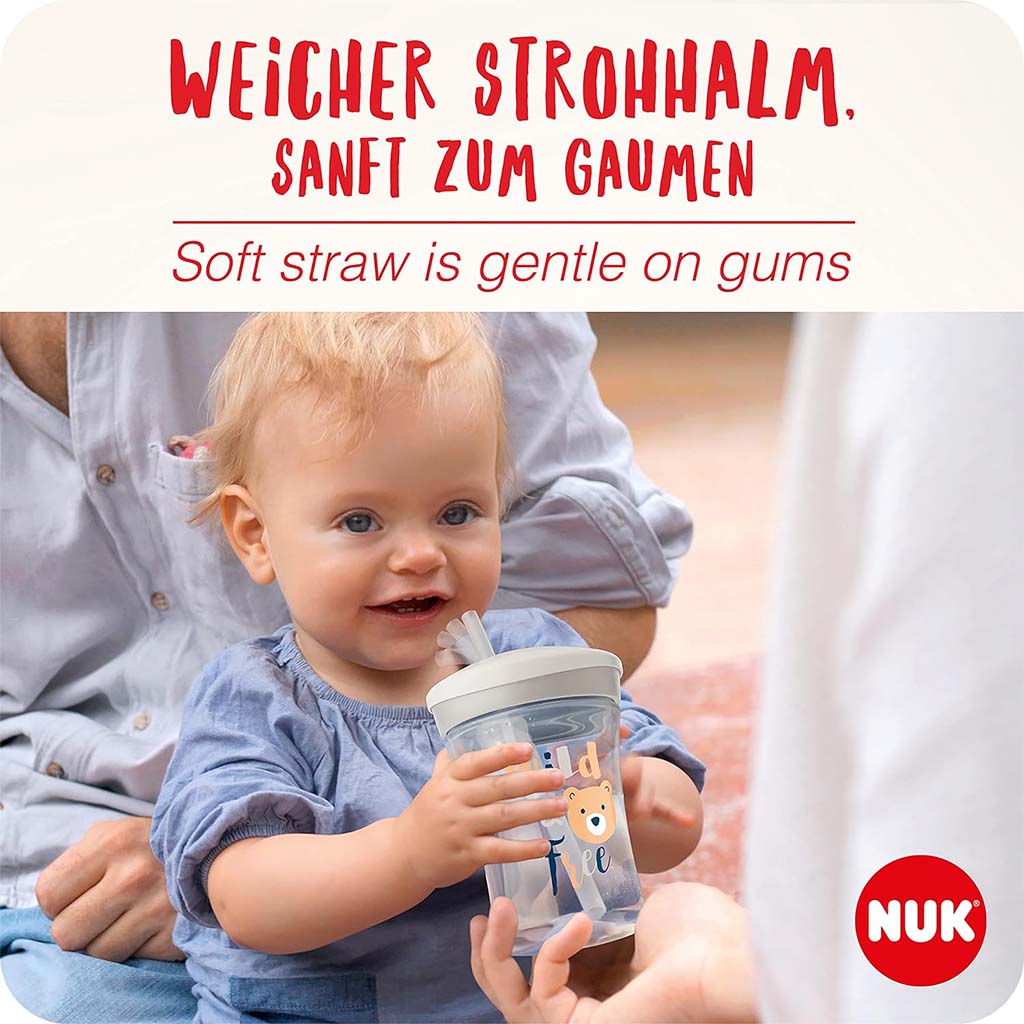 Nuk 230ml Action Cup With Soft Drinking Straw For 12 Months+ Toddler, Assorted Pack of 1's