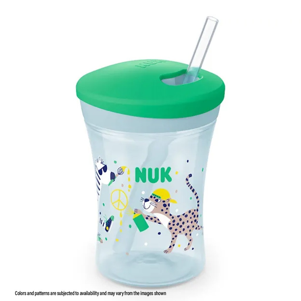 Nuk 230ml Action Cup With Soft Drinking Straw For 12 Months+ Toddler, Assorted Pack of 1's