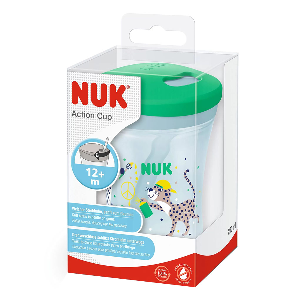 Nuk 230ml Action Cup With Soft Drinking Straw For 12 Months+ Toddler, Assorted Pack of 1's