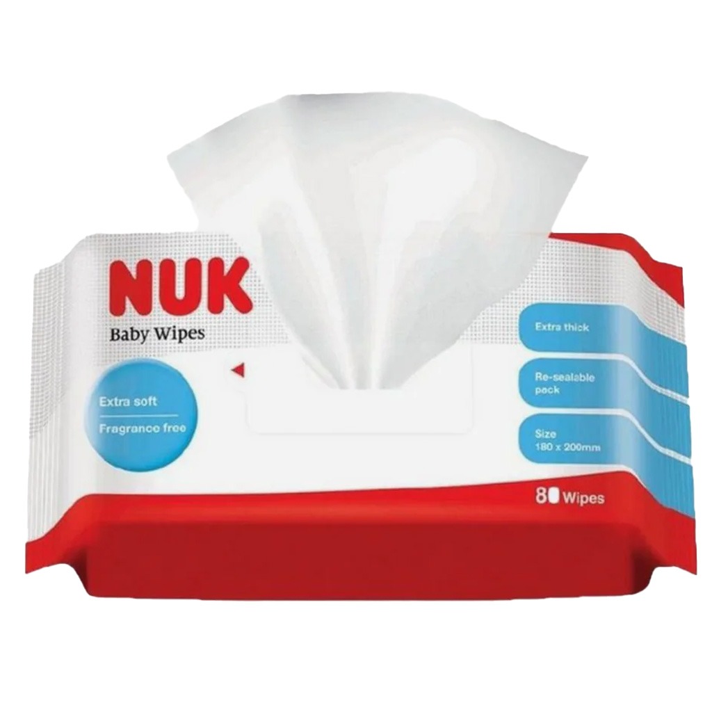 NUK Extra Soft & Thick Fragrance-Free Baby Wet Wipes, 3 x 80's, 2+1 Promo Pack