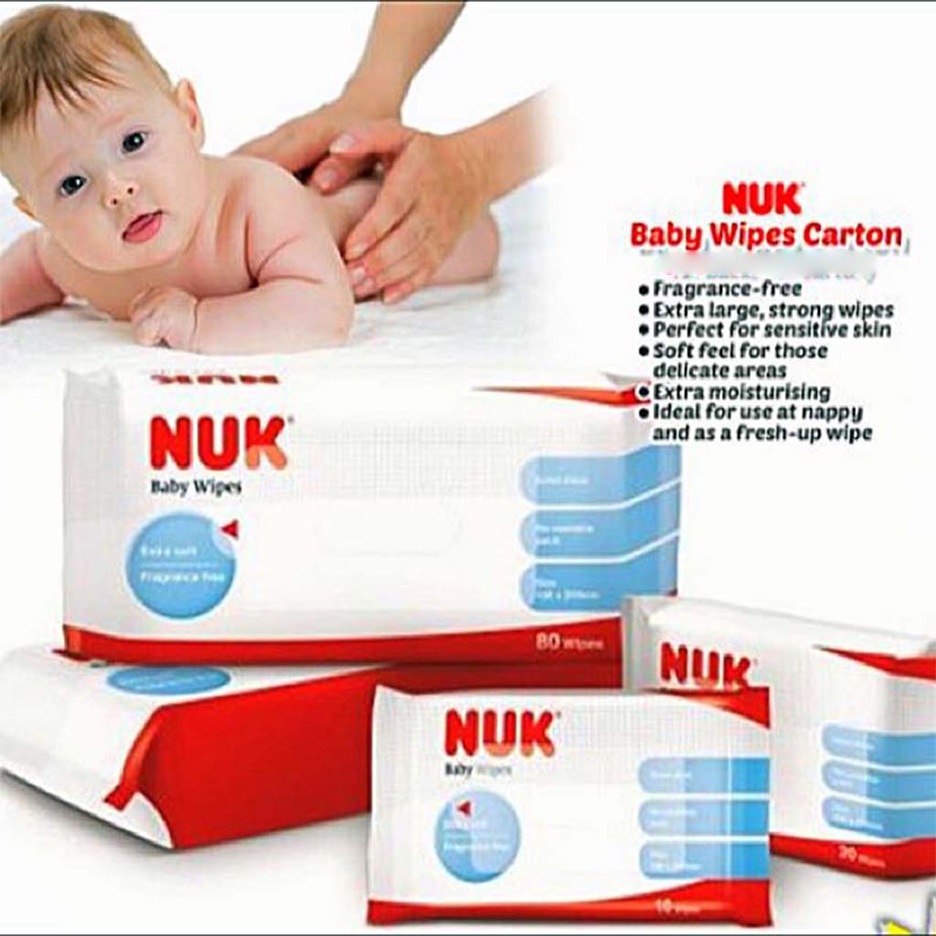 NUK Extra Soft & Thick Fragrance-Free Baby Wet Wipes, 3 x 80's, 2+1 Promo Pack