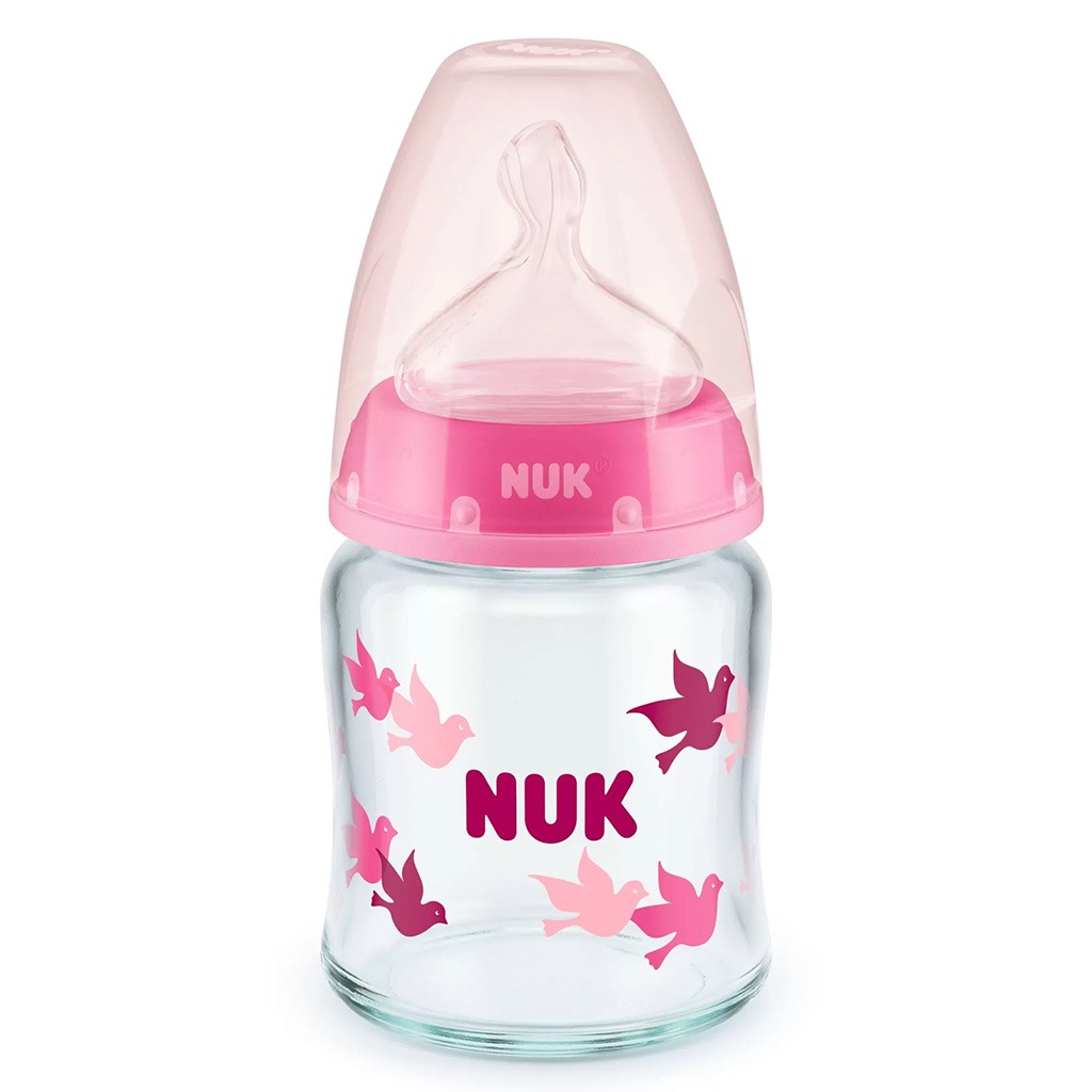 Nuk First Choice+ 120ml Anti-Colic Baby Feeding Glass Bottle With Temperature Control, Assorted Pack of 1's
