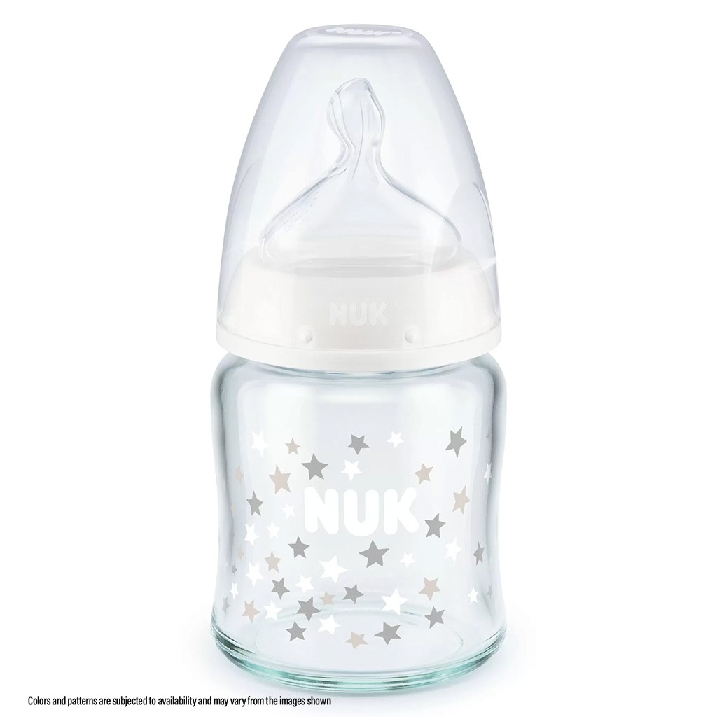 Nuk First Choice+ 120ml Anti-Colic Baby Feeding Glass Bottle With Temperature Control, Assorted Pack of 1's