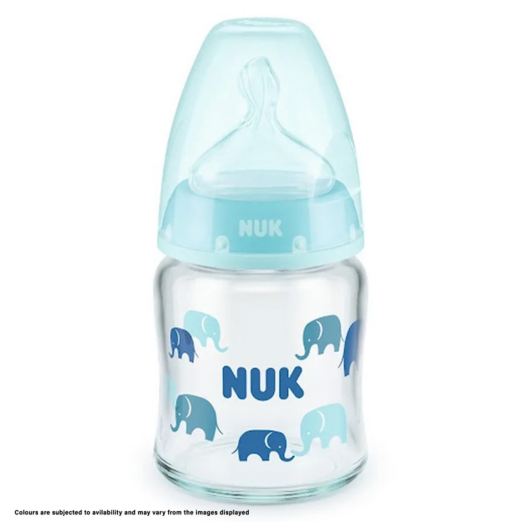 Nuk First Choice+ 120ml Anti-Colic Baby Feeding Glass Bottle With Temperature Control, Assorted Pack of 1's