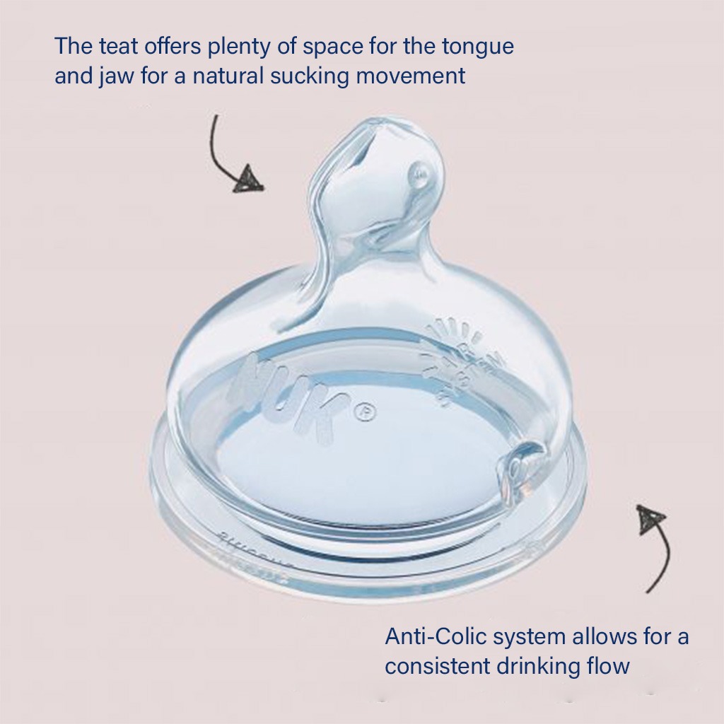 Nuk First Choice+ 120ml Anti-Colic Baby Feeding Glass Bottle With Temperature Control, Assorted Pack of 1's