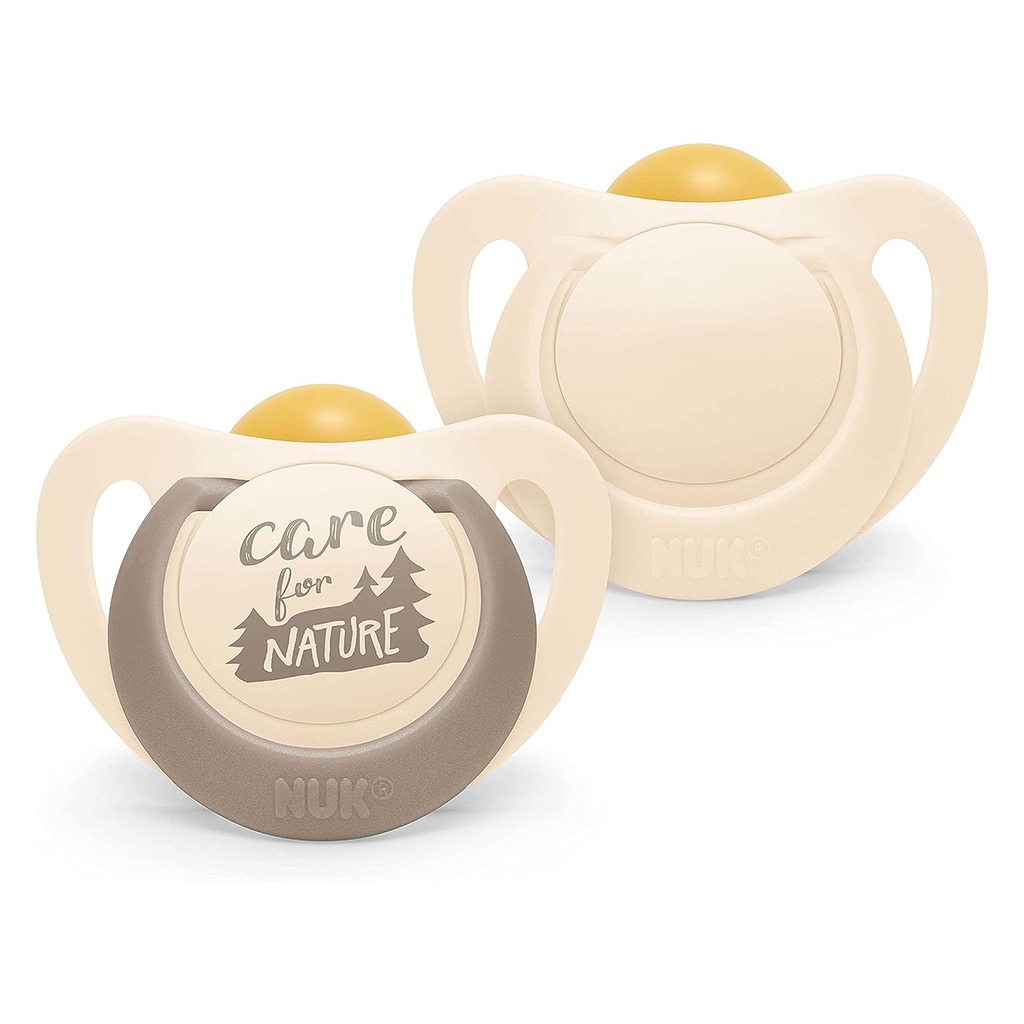 NUK For Nature 98% Natural Rubber Soothers For 6-18 Months Baby, Assorted Pack of 2's