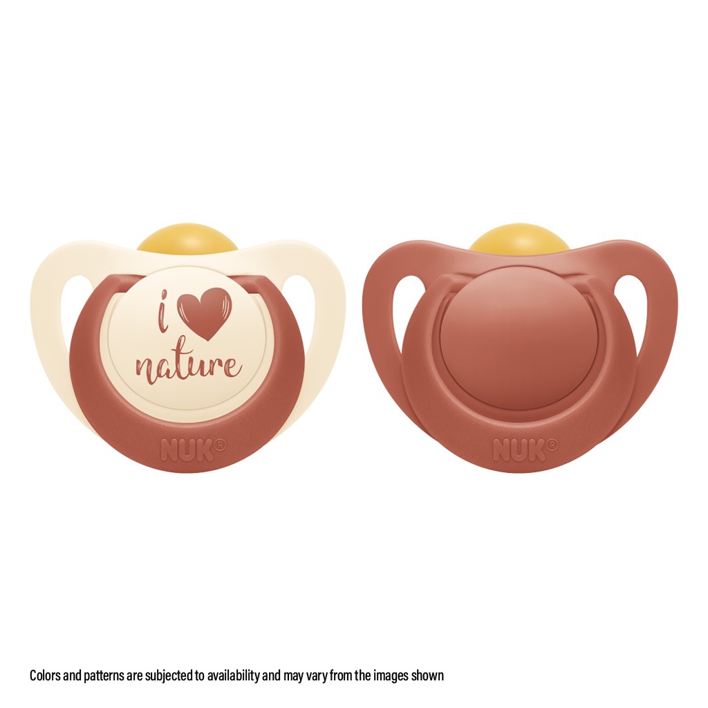 NUK For Nature 98% Natural Rubber Soothers For 6-18 Months Baby, Assorted Pack of 2's