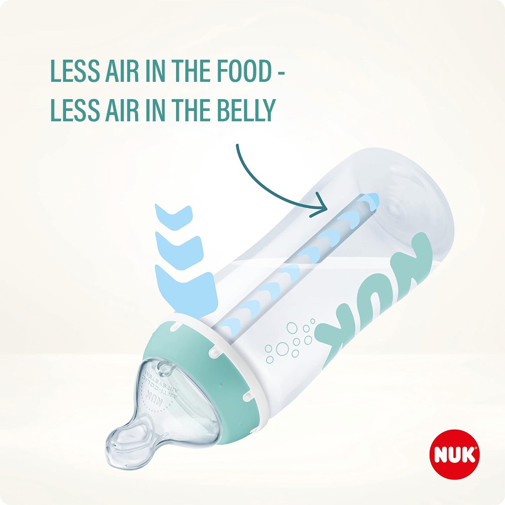 Nuk Anti-Colic Professional Baby Bottle Adapter Set - Tube, Adapter & Cleaning Brush, Pack of 3 Pieces