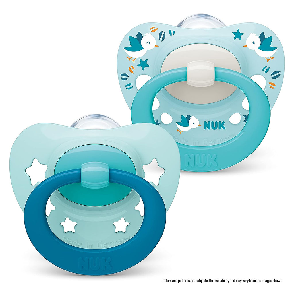 Nuk Signature Silicone Soother For 0-6 Months Baby, Assorted Pack of 2's