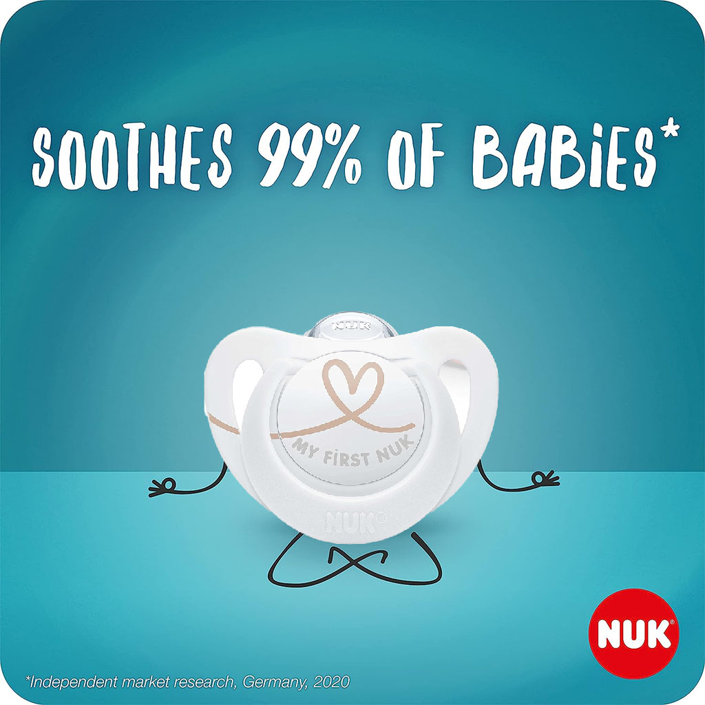 NUK Star Silicone Soother For 0-6 Months Baby, Assorted Pack of 2's