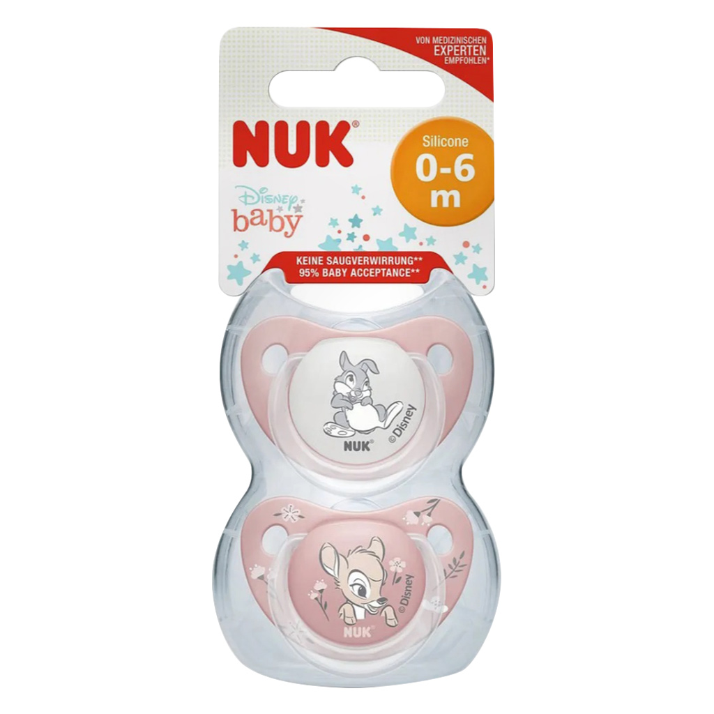 Nuk Disney Bambi Trendline Silicone Soother For 0-6 Months Baby, Assorted Pack of 2's