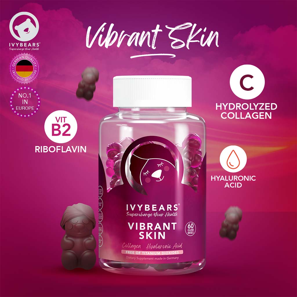 Ivybears Vibrant Skin Gummies With Collagen & Hyaluronic Acid, Pack of 60's