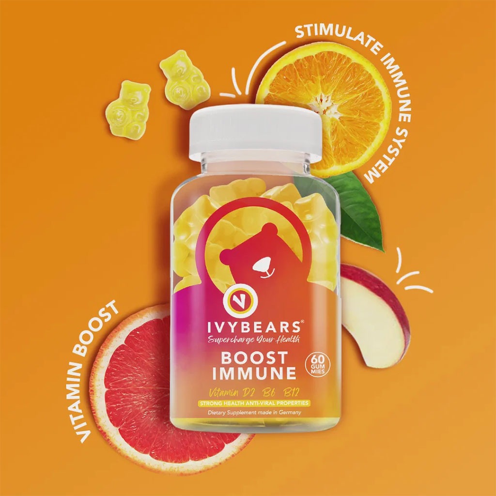 Ivybears Boost Immune Vitamin Gummies With Vitamin D2, B6 & B12, Pack of 60's
