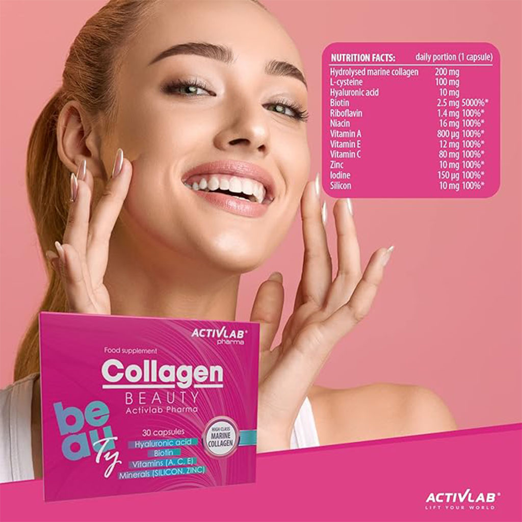 Activlab Pharma Collagen Beauty Capsules With Hyaluronic acid, Biotin, Vitamin & Minerals For Aging Skin, Pack of 30's