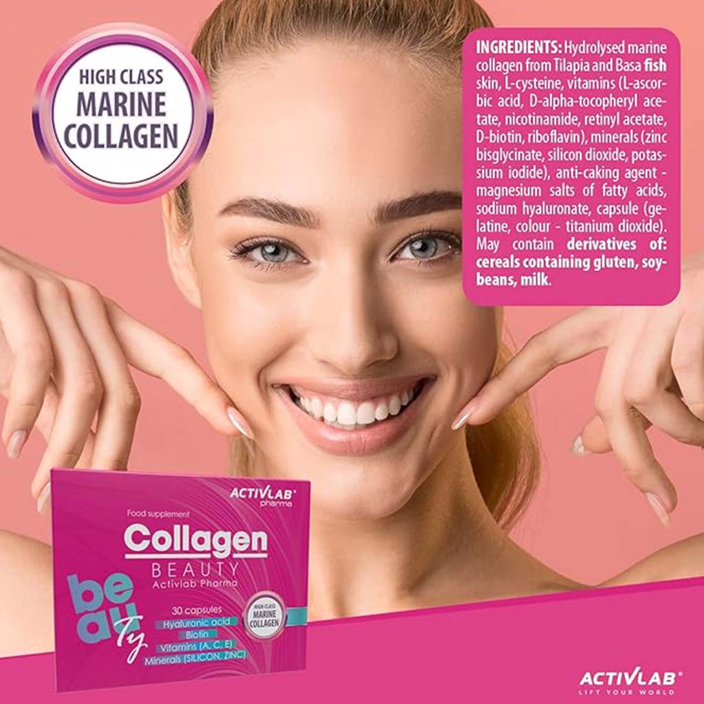 Activlab Pharma Collagen Beauty Capsules With Hyaluronic acid, Biotin, Vitamin & Minerals For Aging Skin, Pack of 30's