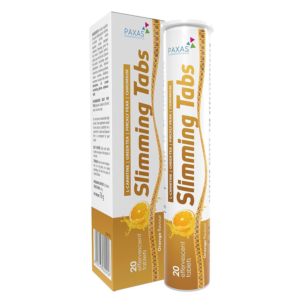 Paxas Slimming Effervescent Tablets With L-carnitine & Green Tea Extract For Weight Maintenance and Weight Control, Pack of 20's
