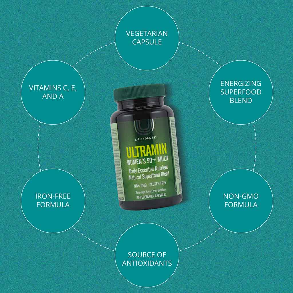 Ultimate Ultramin Women's 50+ Multivitamin Supplement Capsules, Pack of 60’s
