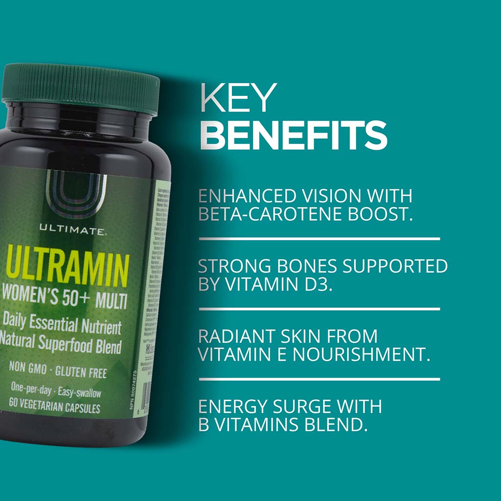 Ultimate Ultramin Women's 50+ Multivitamin Supplement Capsules, Pack of 60’s