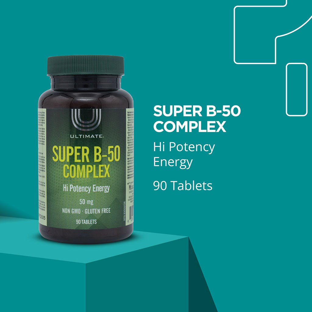 Ultimate Super B-50 Complex Supplement Tablets, Pack of 90’s