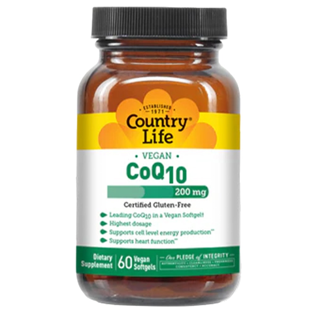 Country Life Vegan CoQ10 200mg Supplement Softgels, Pack of 60's