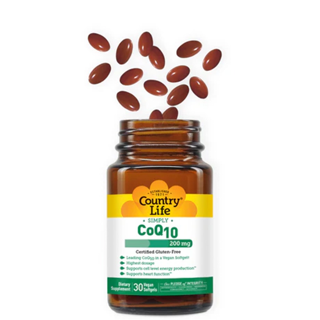 Country Life Vegan CoQ10 200mg Supplement Softgels, Pack of 60's