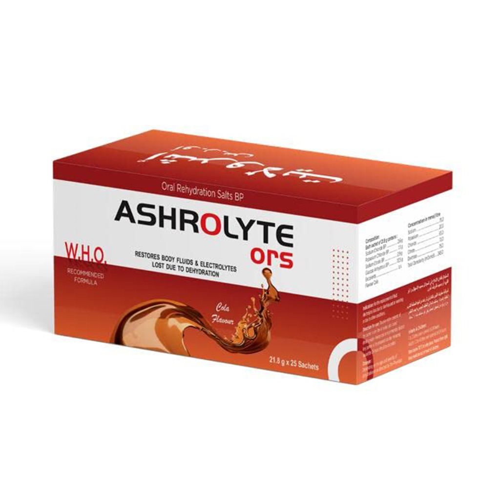 Ashrolyte ORS Oral Rehydration Salts, Pack of 25 Sachets