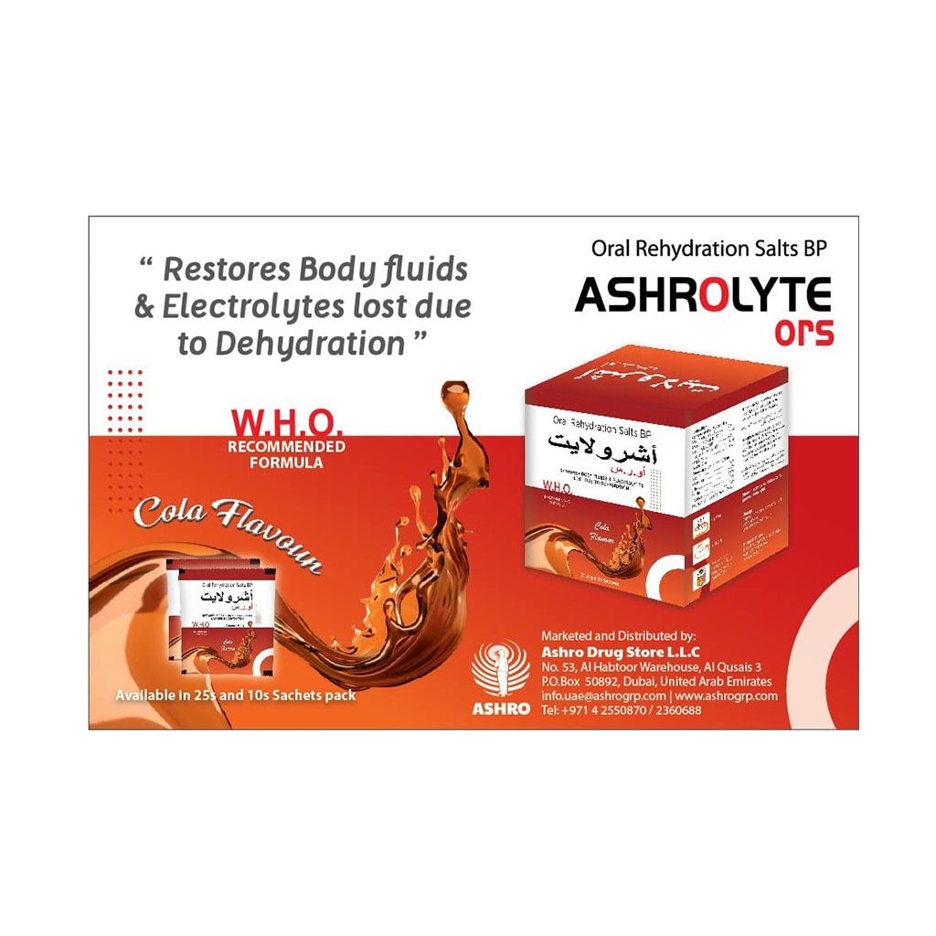 Ashrolyte ORS Oral Rehydration Salts, Pack of 10 Sachets