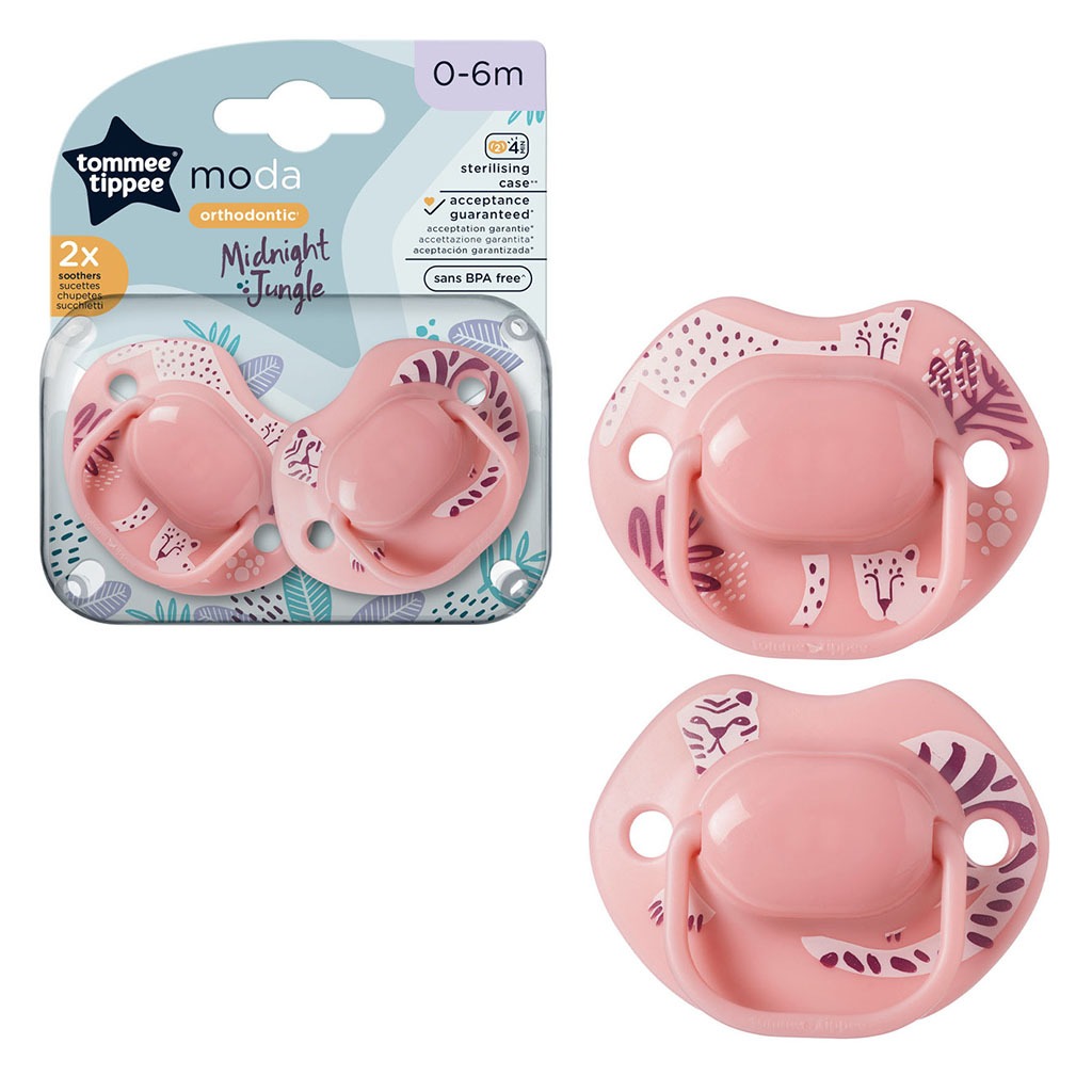 Tommee Tippee Moda Soother In Pink Color For 0-6 Months Infant, Pack of 2's