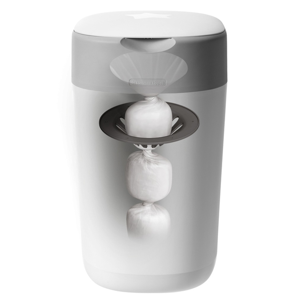 Tommee Tippee Twist & Click Sangenic Universal Advanced Nappy Disposal Bin With 12 Refill Cassette Complete Starter Set For Nappy Disposal - White