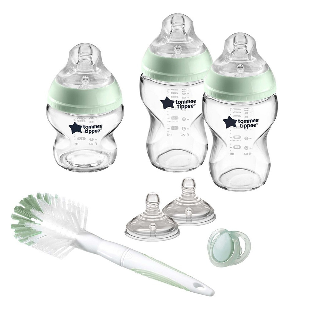 Tommee Tippee Closer To Nature Newborn Starter Clear Glass Baby Feeding Bottle Set For 0+ Months - Assorted