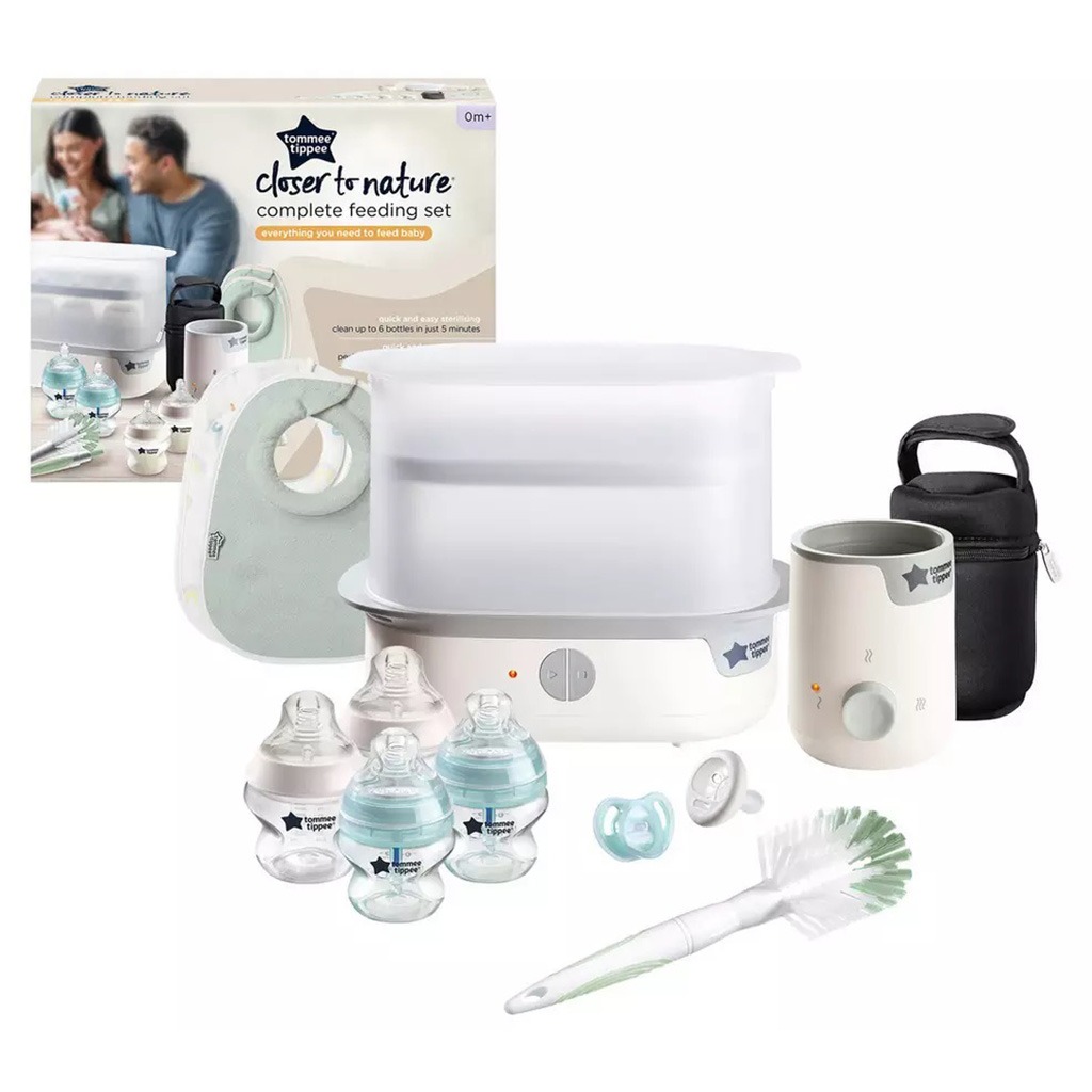 Tommee Tippee Closer To Nature Complete Infant Feeding Set With Electric Steam Sterilizer For 0+ Months - White Color, Kit of 12 Pieces 