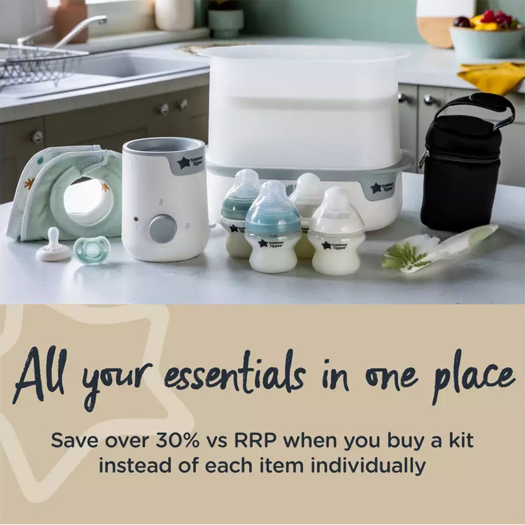 Tommee Tippee Closer To Nature Complete Infant Feeding Set With Electric Steam Sterilizer For 0+ Months - White Color, Kit of 12 Pieces 