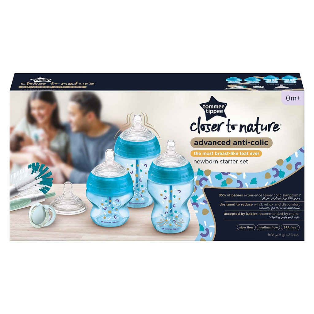 Tommee Tippee Closer To Nature Advanced Anti-Colic Valve Newborn Feeding Bottle Starter Kit For 0+ Months - Assorted