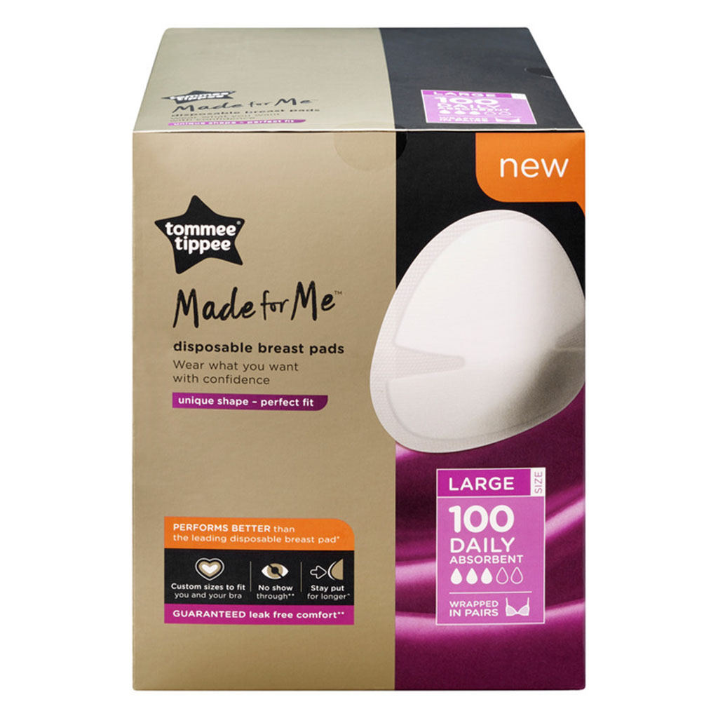 Tommee Tippee Made For Me Disposable Daily Absorbent Breast Pads - Large, Pack of 100’s