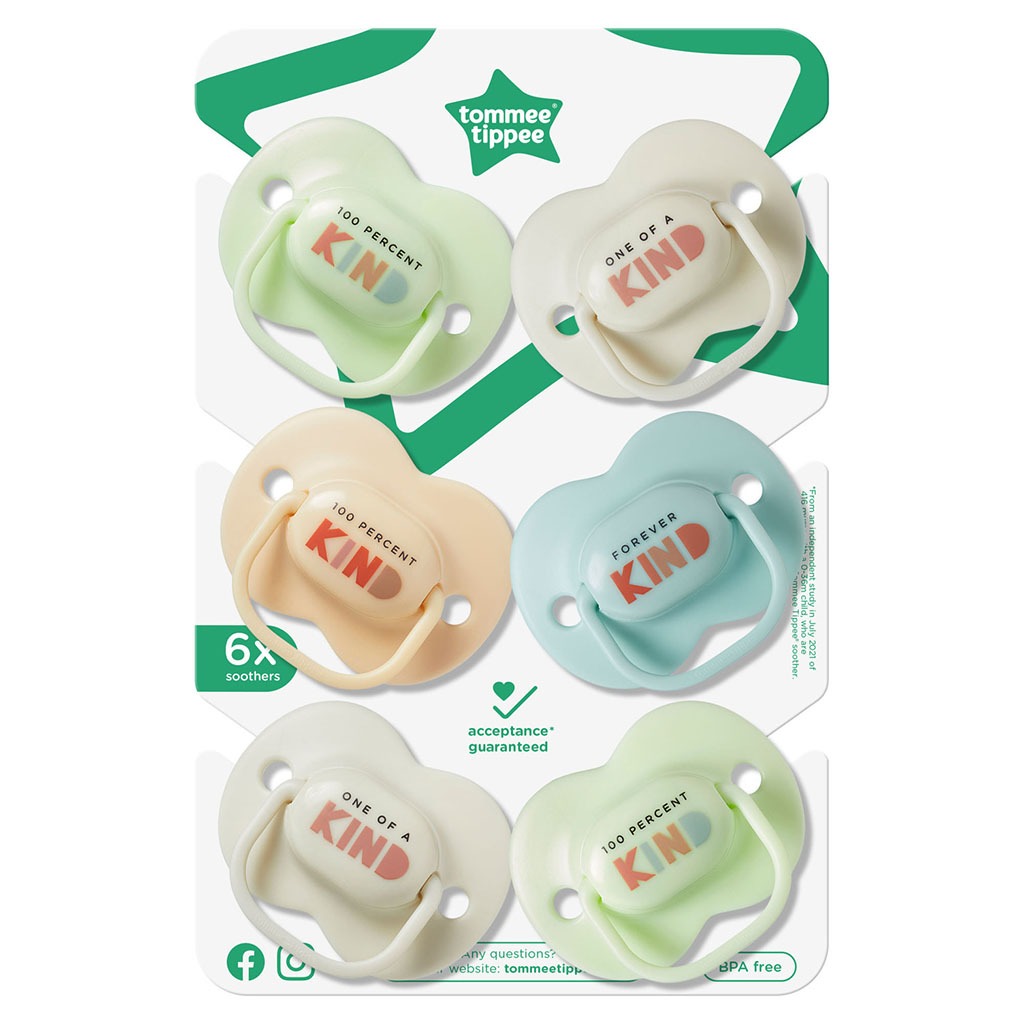 Tommee Tippee Kind Anytime Soother For 0+ Months, Pack of 6’s