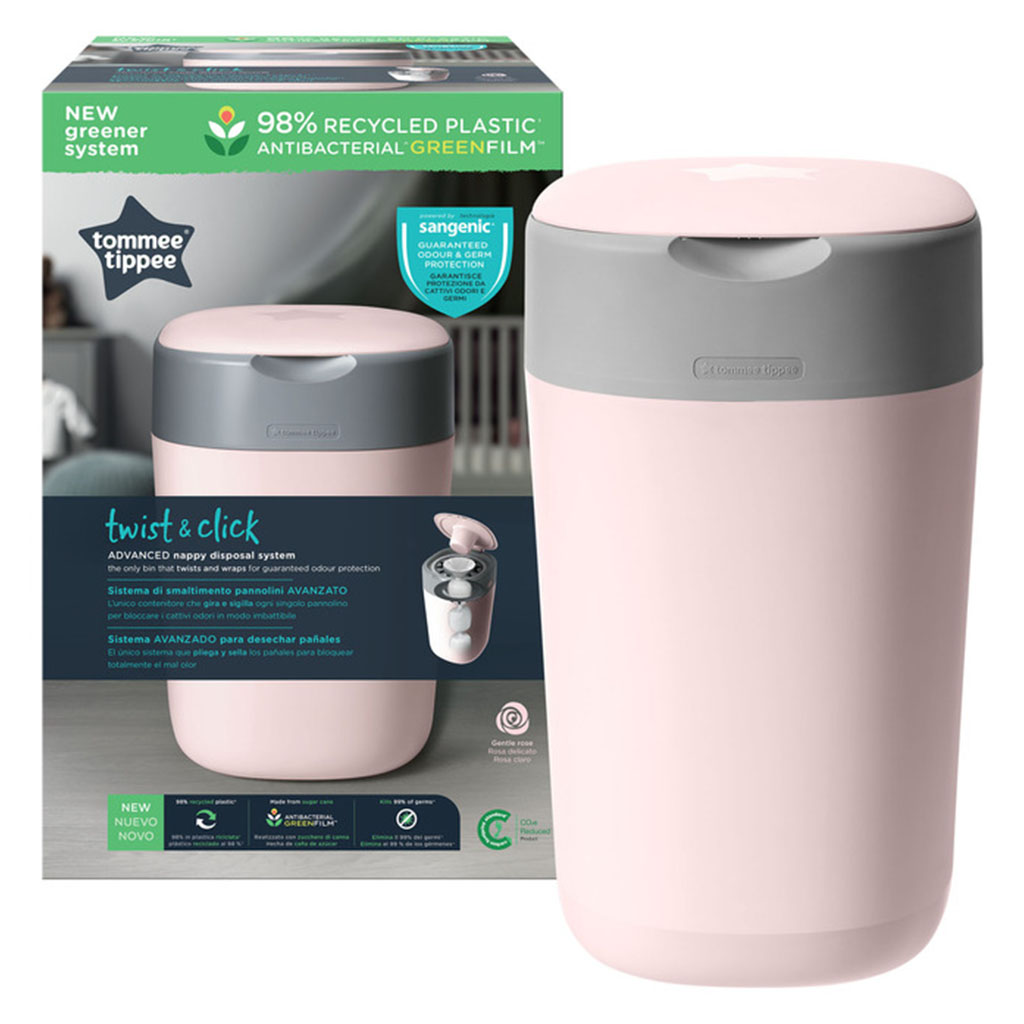 Tommee Tippe Twist And Click Advanced Nappy Disposal Bin - Pink 