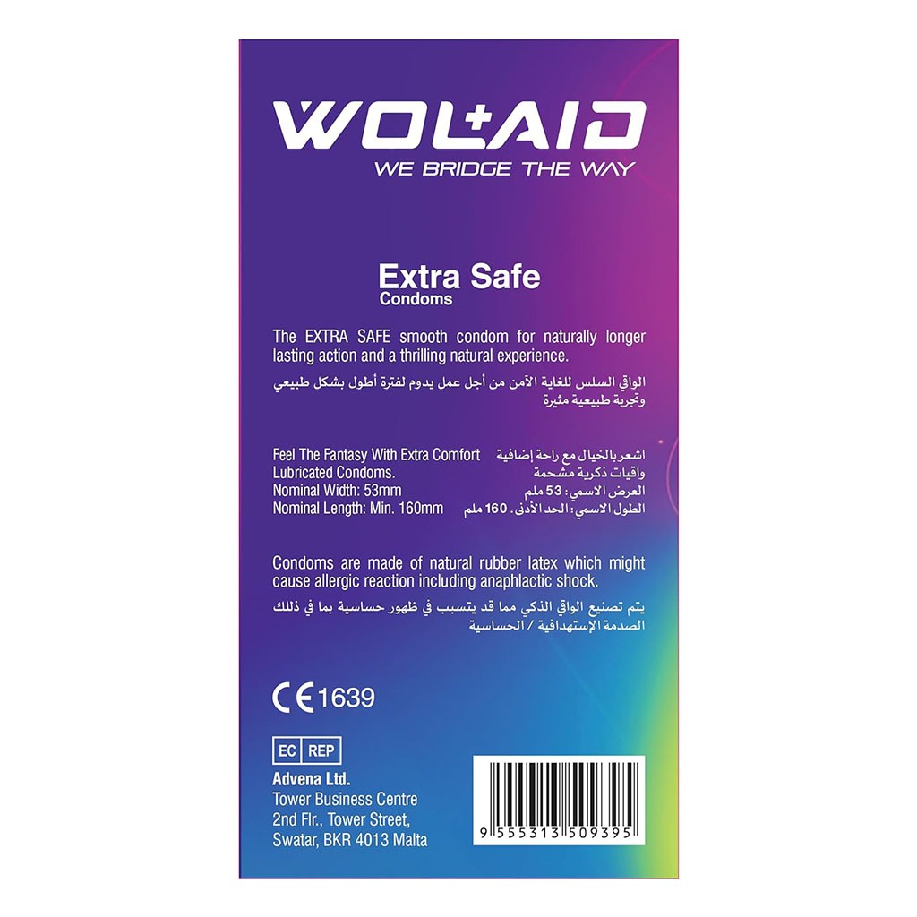 Wolaid Extra Safe Condoms, Pack of 12's