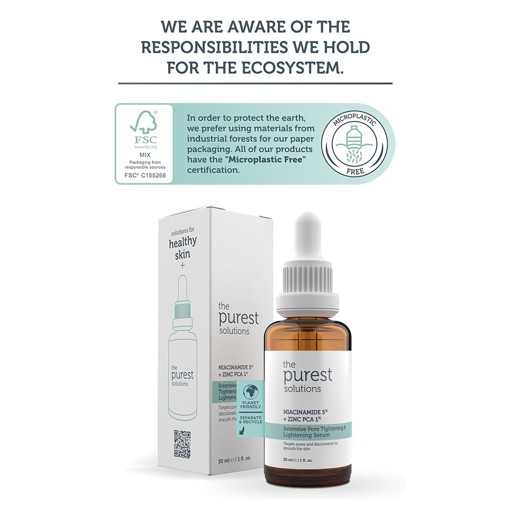 The Purest Solutions Niacinamide 5% + Zinc PCA 1% Intensive Pore Tightening & Lightening Facial Serum 30ml