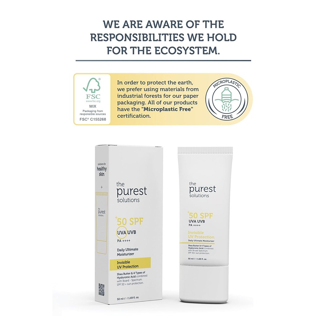 The Purest Solutions Invisible UV Protection Daily Ultimate Moisturizer Sunscreen With SPF 50+ & PA++++ 50ml